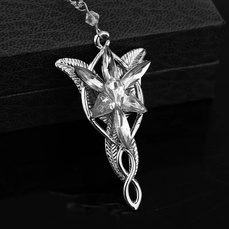 Arwen Evenstar Necklace The Elves Princess Fashion Crystal Silver Color Cubic Zirconia Stone Pendant For Women
