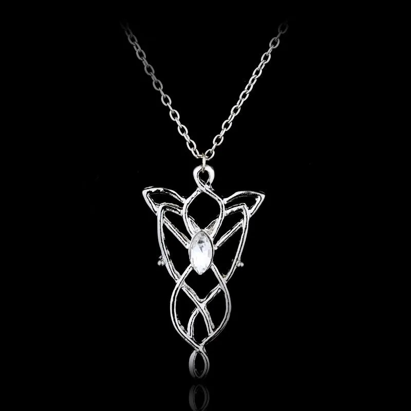 Arwen Evenstar Necklace The Elves Princess Fashion Crystal Silver Color Cubic Zirconia Stone Pendant For Women