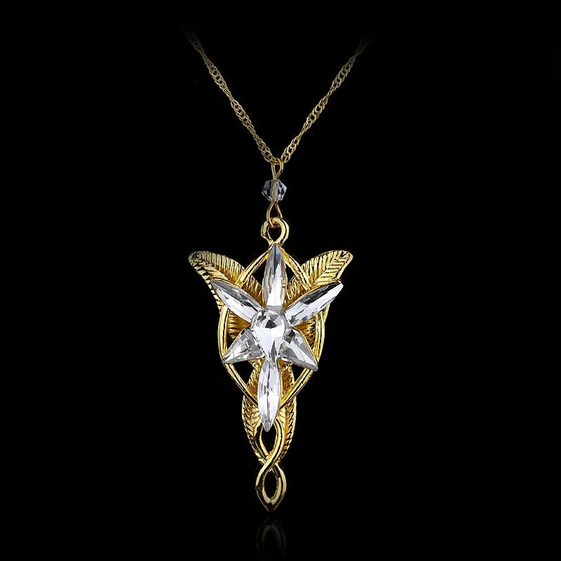 Arwen Evenstar Necklace The Elves Princess Fashion Crystal Silver Color Cubic Zirconia Stone Pendant For Women