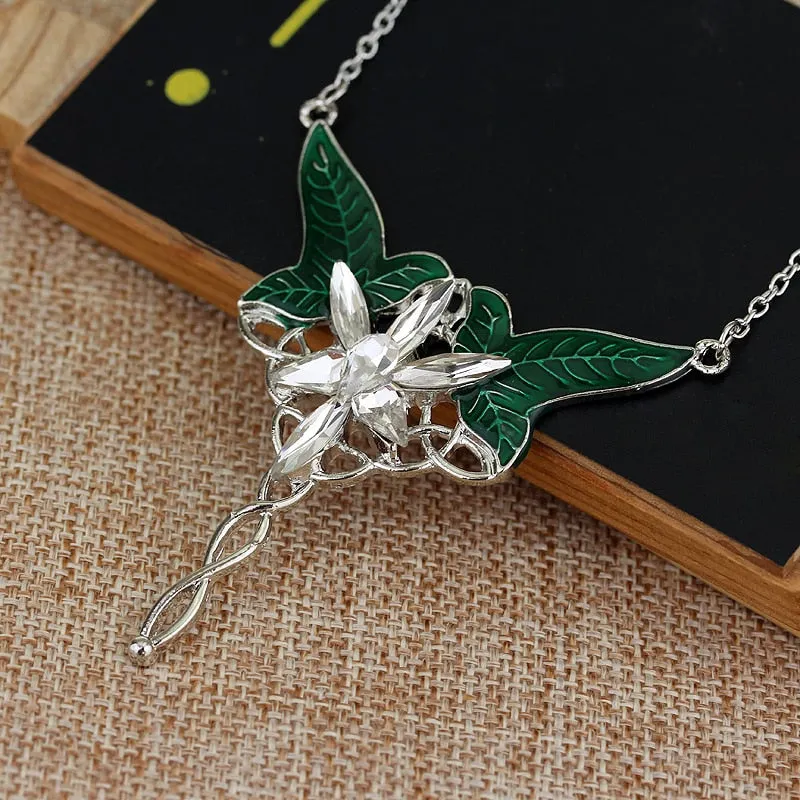 Arwen Evenstar Necklace The Elves Princess Fashion Crystal Silver Color Cubic Zirconia Stone Pendant For Women