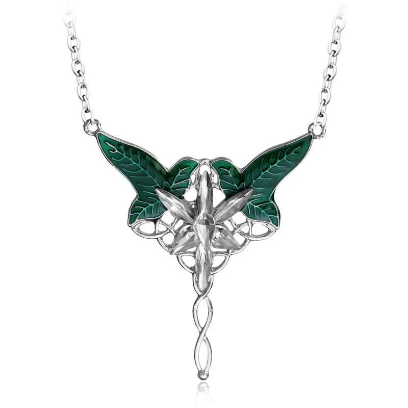 Arwen Evenstar Necklace The Elves Princess Fashion Crystal Silver Color Cubic Zirconia Stone Pendant For Women