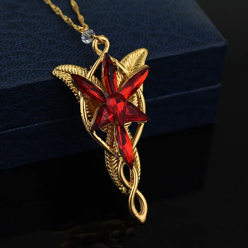 Arwen Evenstar Necklace The Elves Princess Fashion Crystal Silver Color Cubic Zirconia Stone Pendant For Women