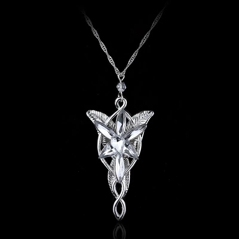 Arwen Evenstar Necklace The Elves Princess Fashion Crystal Silver Color Cubic Zirconia Stone Pendant For Women
