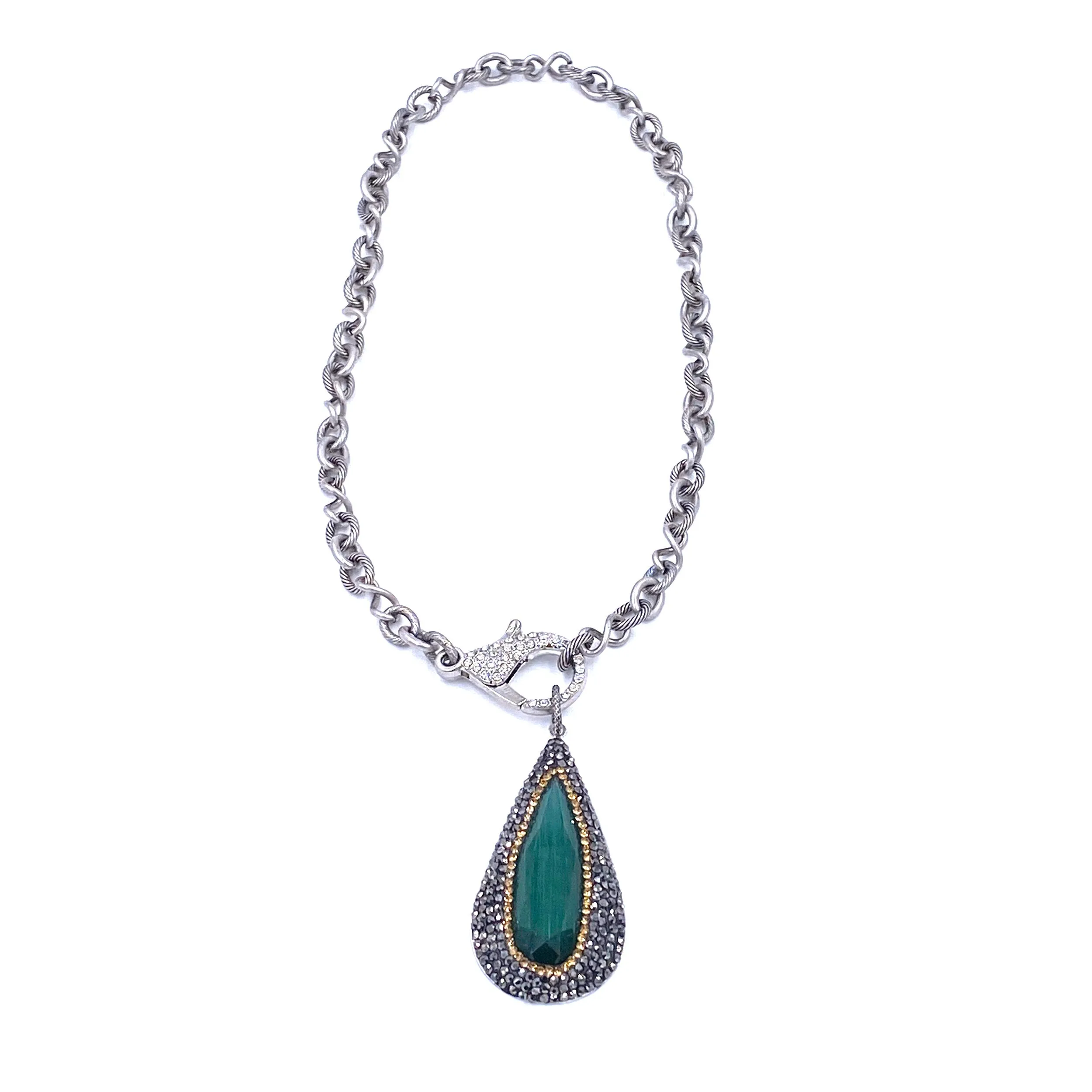 Ashley Gold Green Cats Eye Detachable Necklace