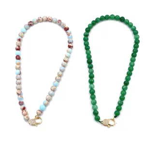 Ashley Gold Precious Beaded CZ Gold Plated Clasp Necklace