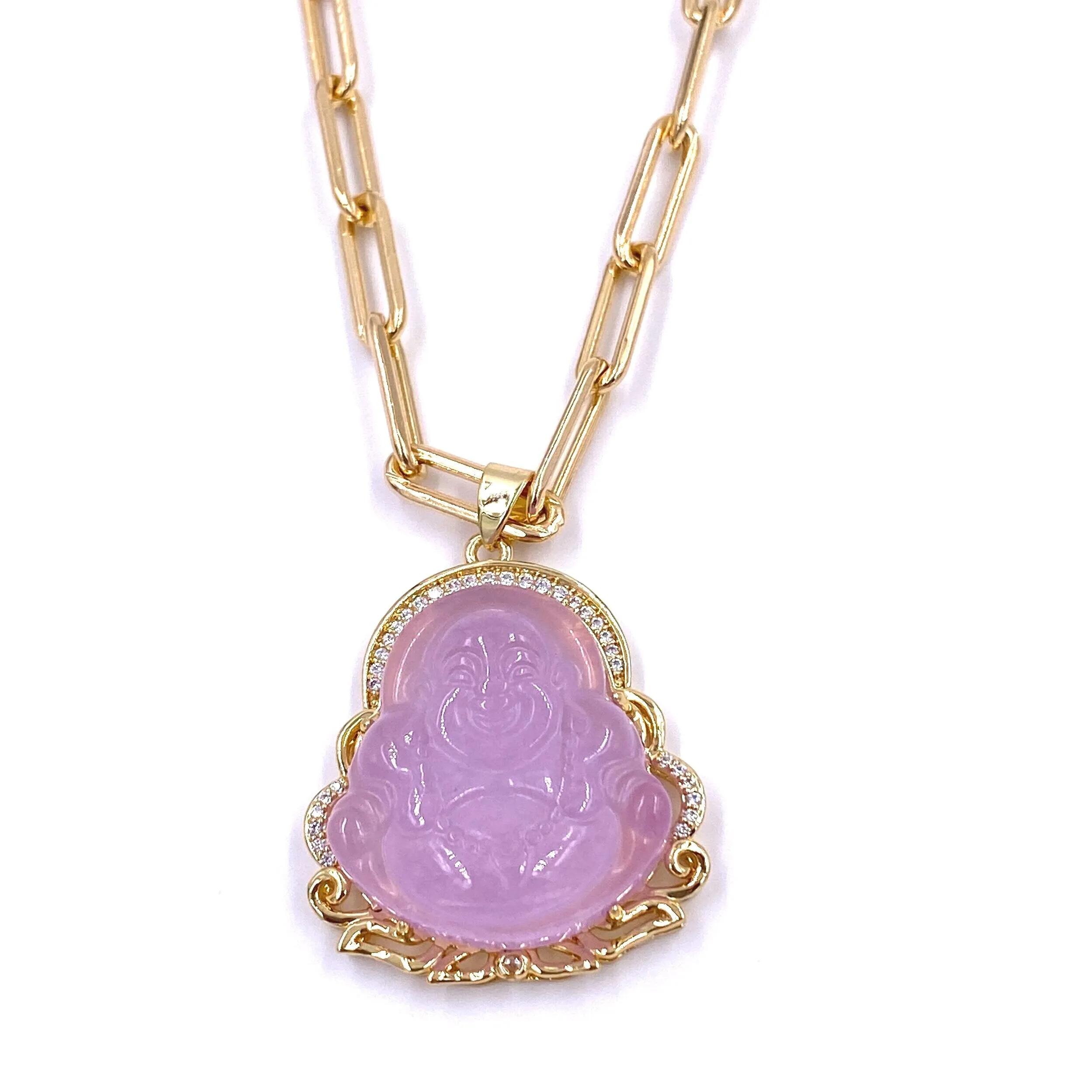 Ashley Gold Stainless Steel Gold Plated Buddha Necklace