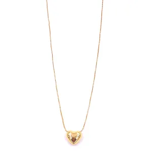 Ashley Gold Stainless Steel Gold Plated Puff Heart Necklace