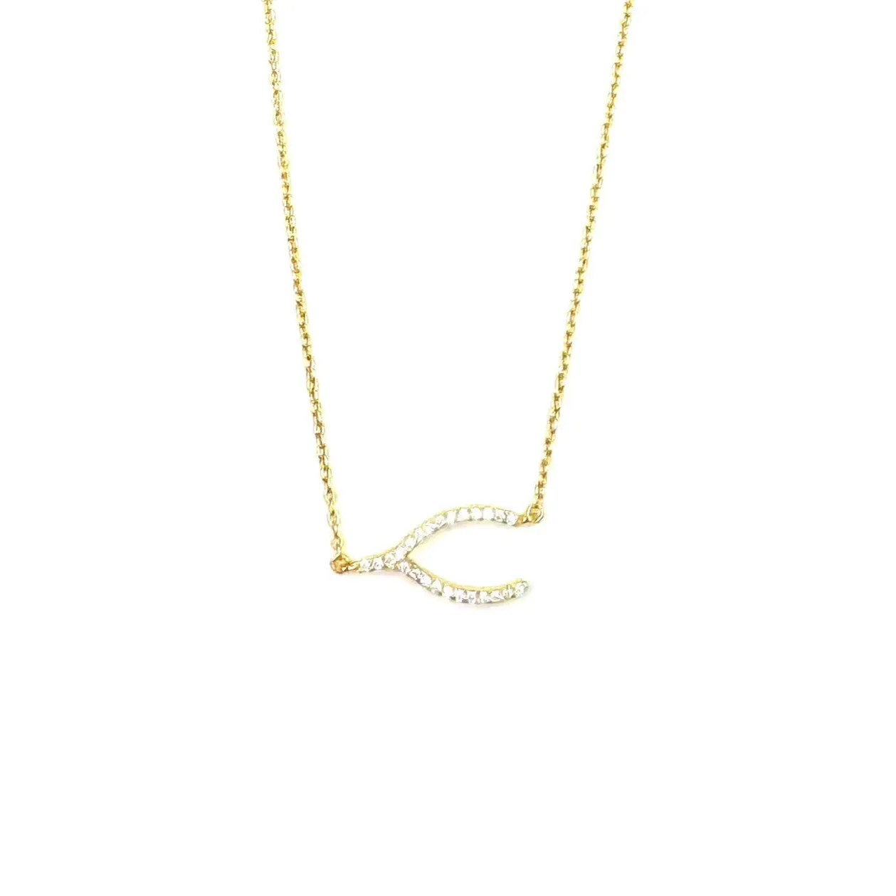 Ashley Gold Sterling Silver Gold Plated Horseshoe Design CZ Necklace