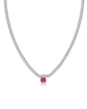 Bardot Stud Necklace- Pink- Silver