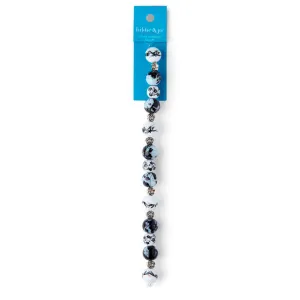 Black & White Circle Ceramic Strung Beads 12mm