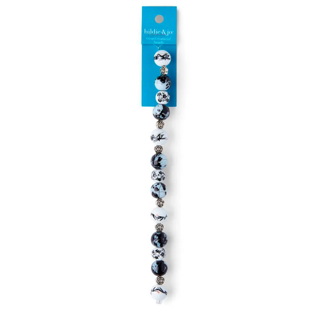 Black & White Circle Ceramic Strung Beads 12mm