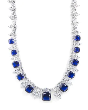 Blue Sapphire Cushion Statement Necklace