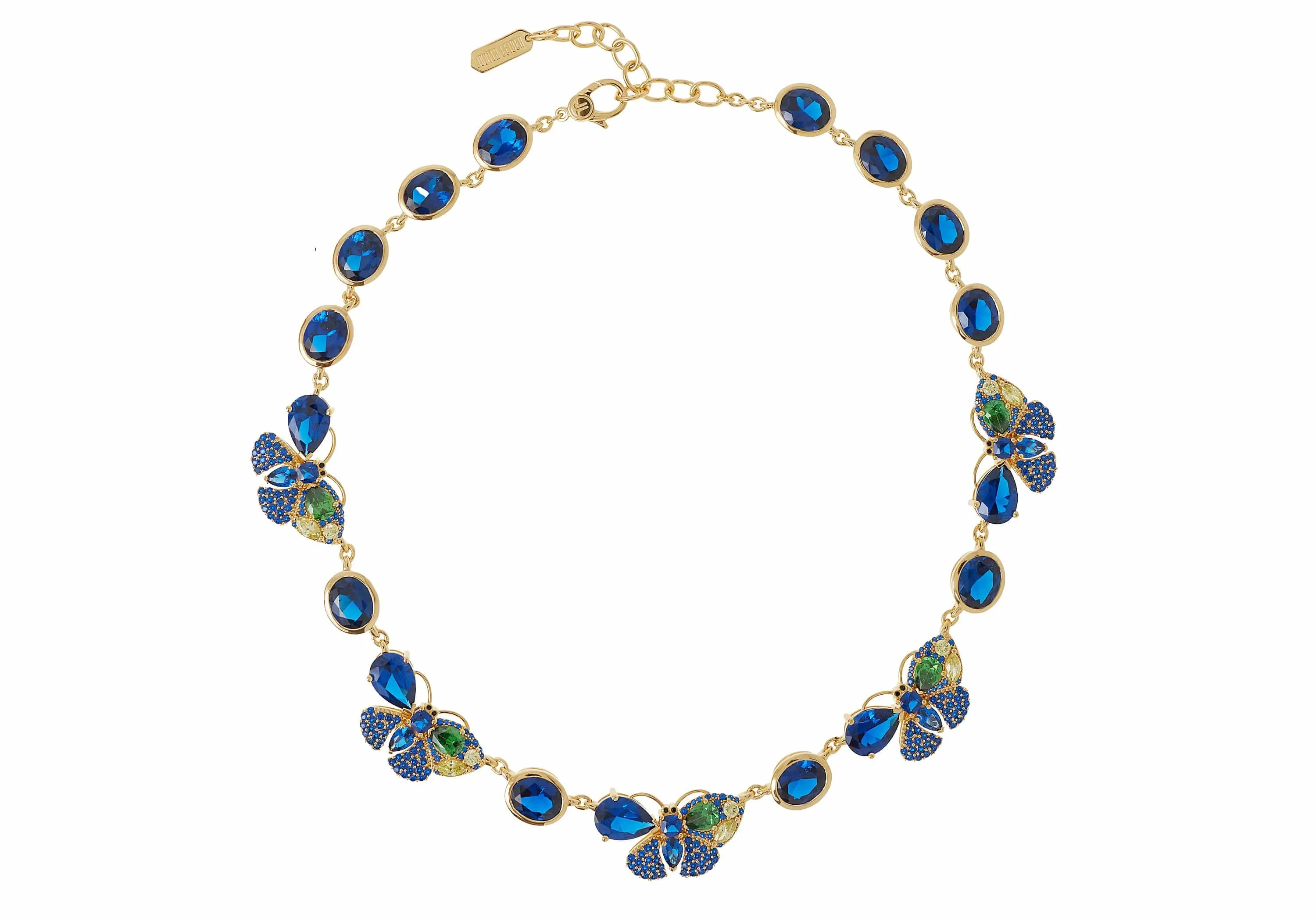 Butterfly Oval Gem Necklace Blue