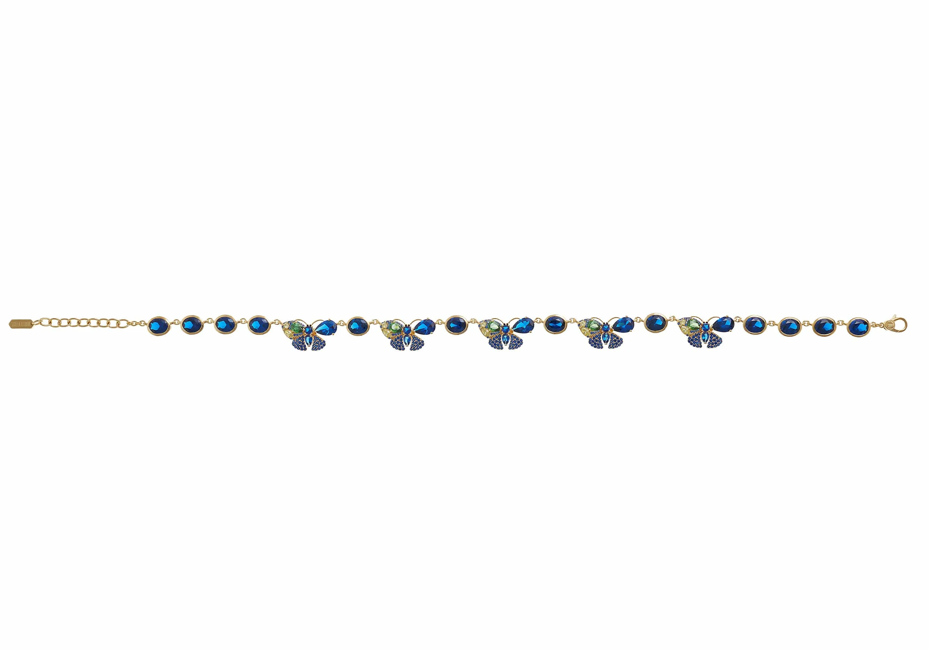 Butterfly Oval Gem Necklace Blue
