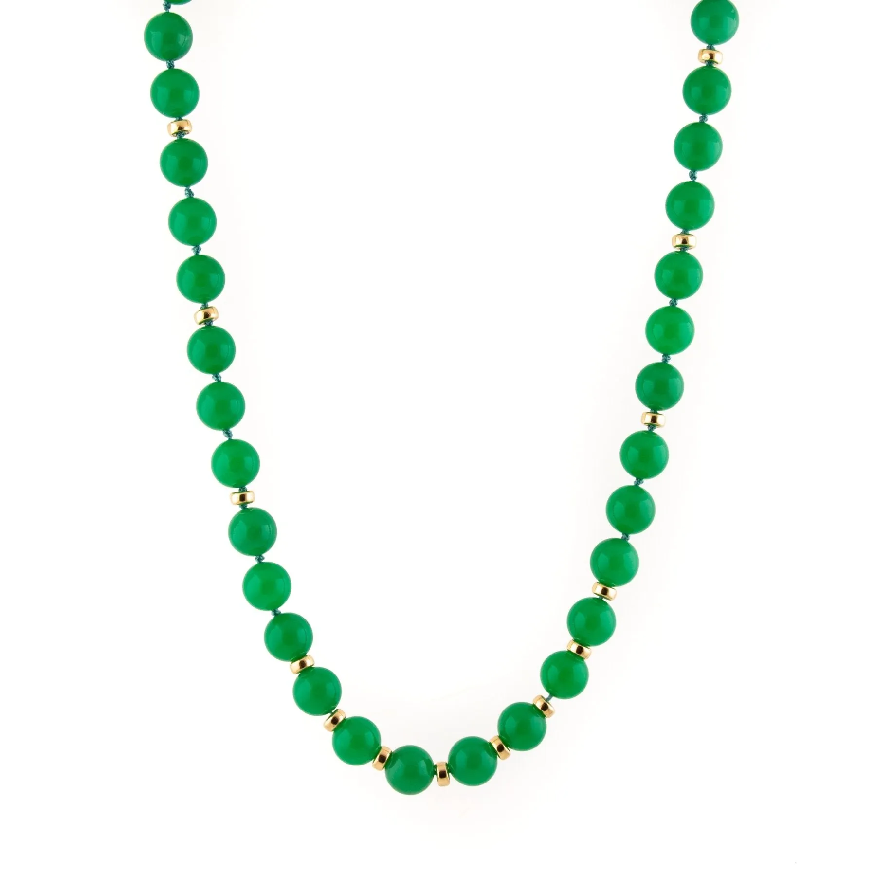 Chrysoprase x Gold Beaded Necklace