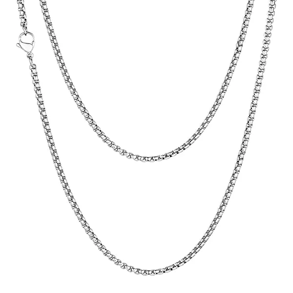 Classy Men 2mm Silver Box Chain Necklace