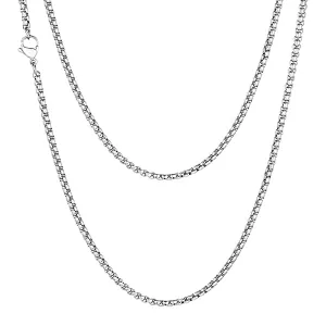 Classy Men 2mm Silver Box Chain Necklace