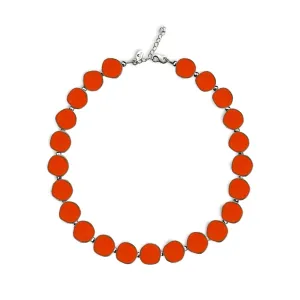 Coral Beaded Necklace, Small Circle Glass Beaded Necklace