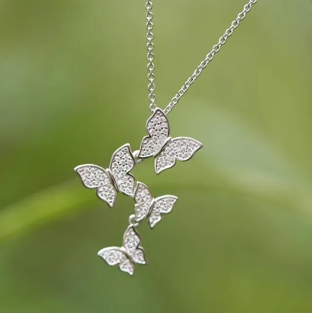 Crystal Butterfly Butterfly Necklace Love pendant -Bridesmaid Gift