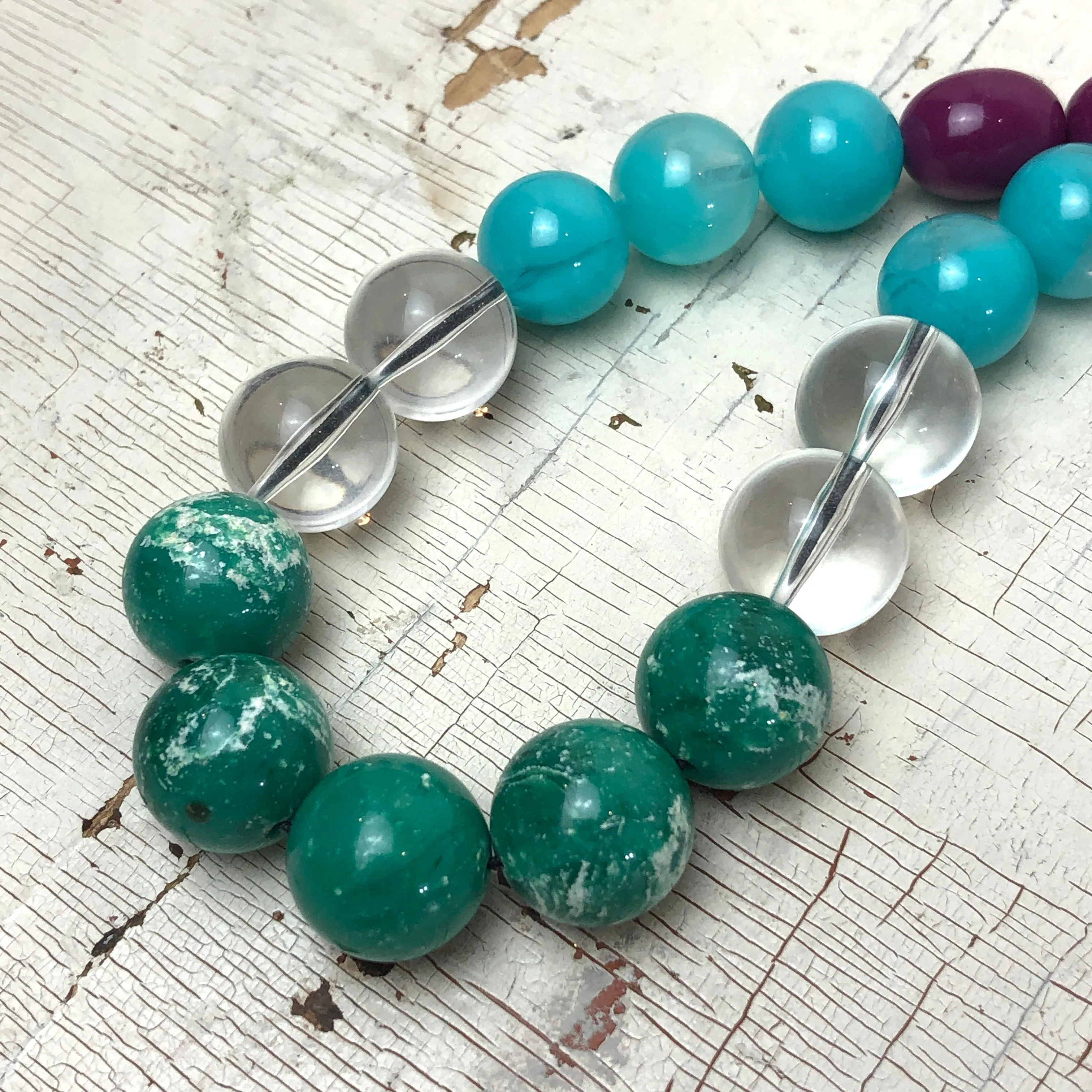 Crystals & Gems Stretch Bauble Necklace - Midi