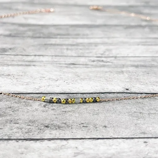 Customizable Mixed Metal Morse Gold Necklace (ROSE GOLD, GOLD or SILVER