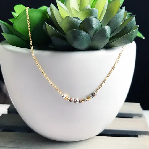 Customizable Mixed Metal Morse Gold Necklace (ROSE GOLD, GOLD or SILVER