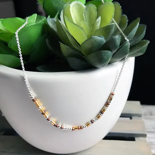Customizable Mixed Metal Morse Gold Necklace (ROSE GOLD, GOLD or SILVER