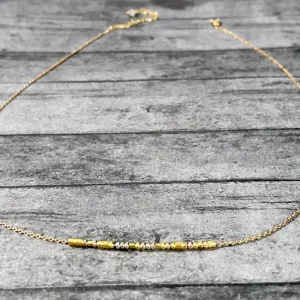 Customizable Mixed Metal Morse Gold Necklace (ROSE GOLD, GOLD or SILVER