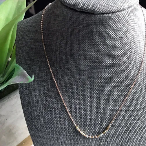 Customizable Mixed Metal Morse Gold Necklace (ROSE GOLD, GOLD or SILVER