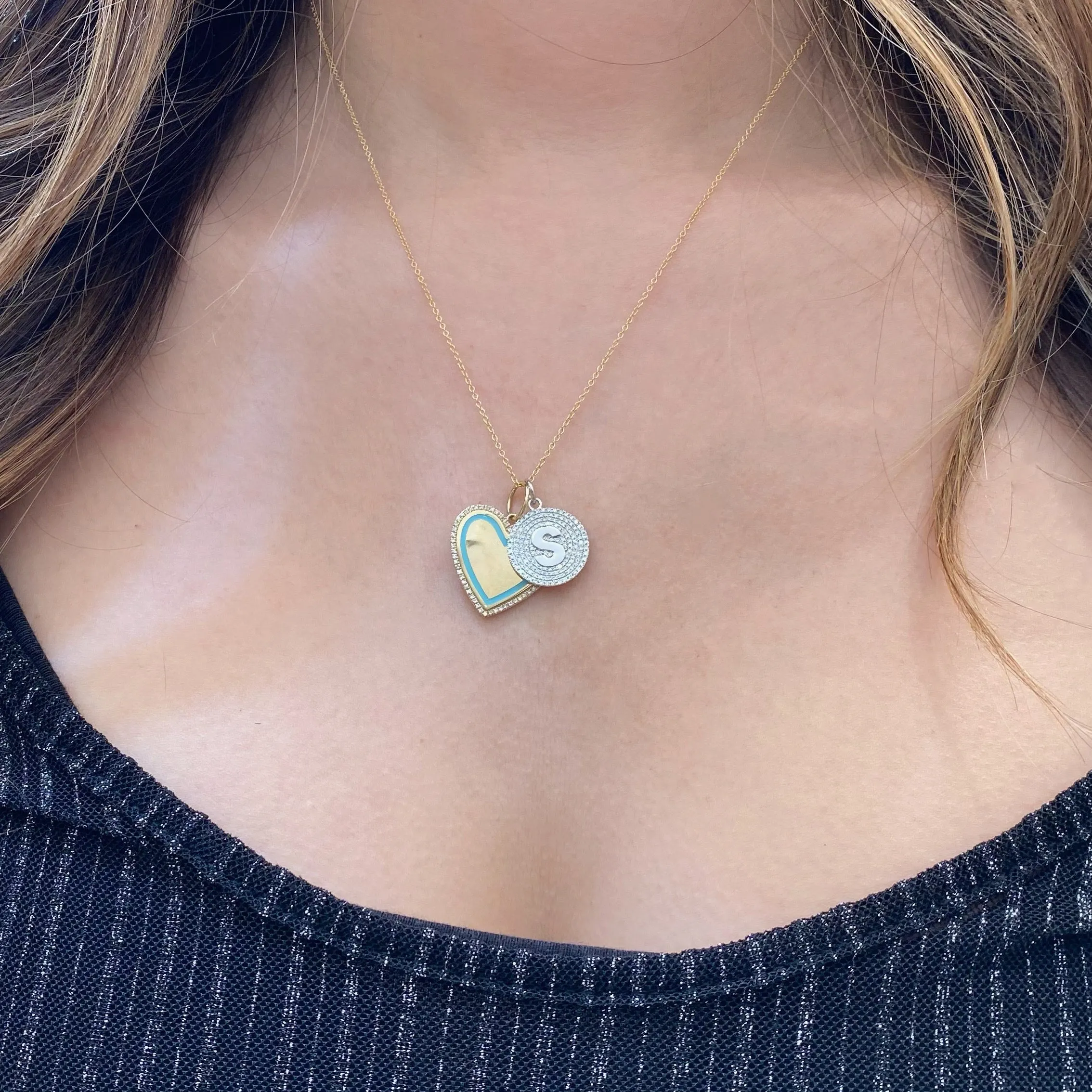 Diamond & Enamel Heart Pendant