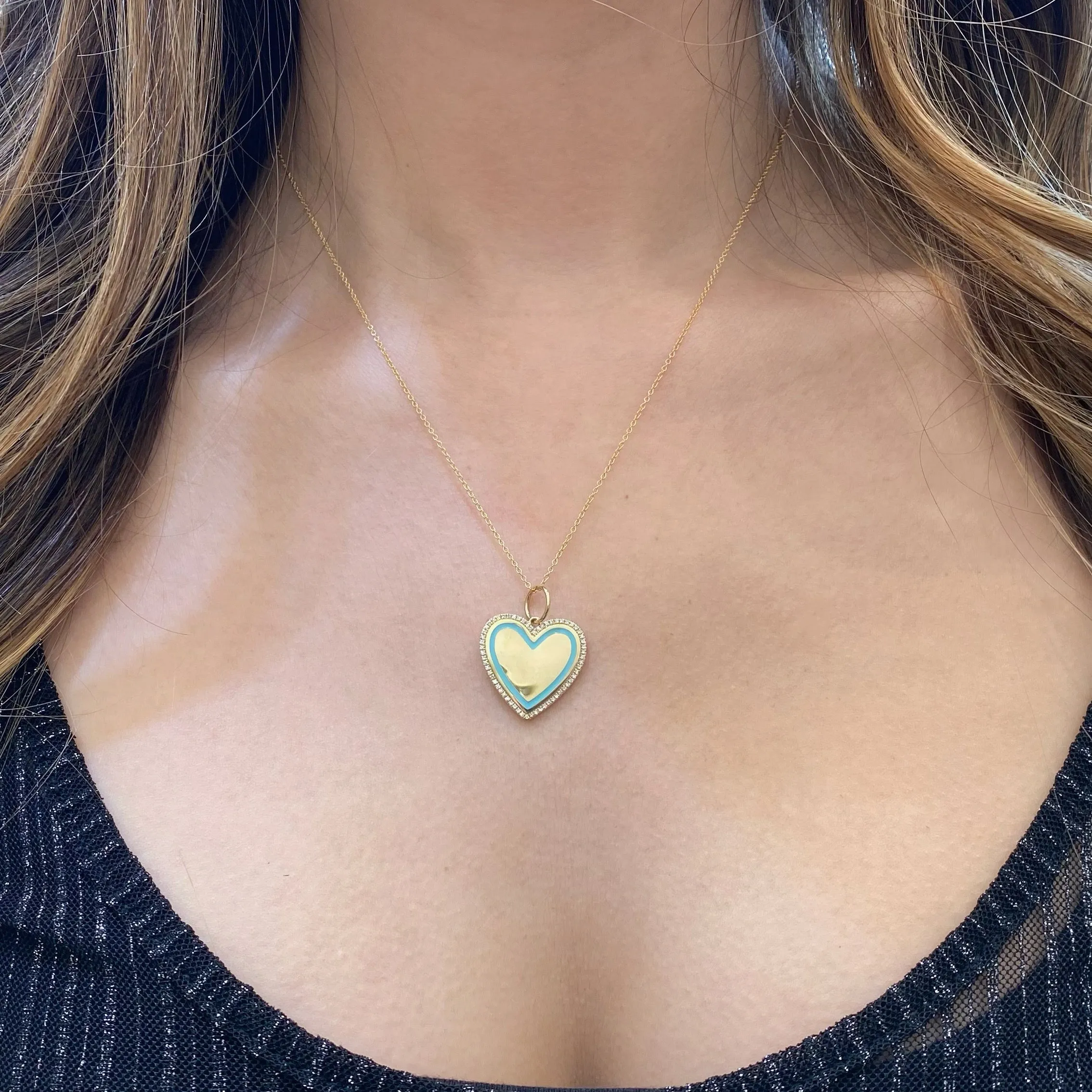 Diamond & Enamel Heart Pendant