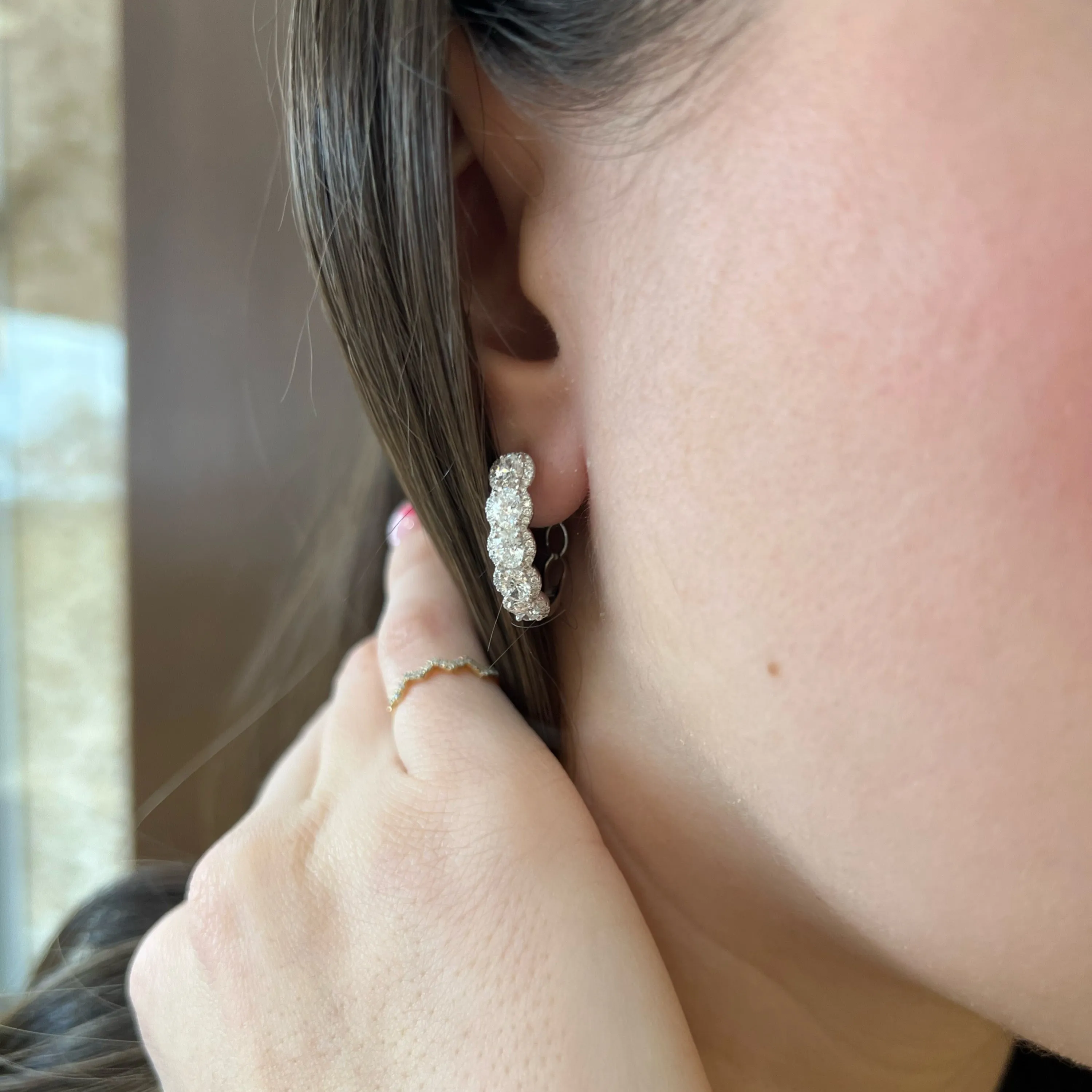 Diamond Oval Hoop Earrings