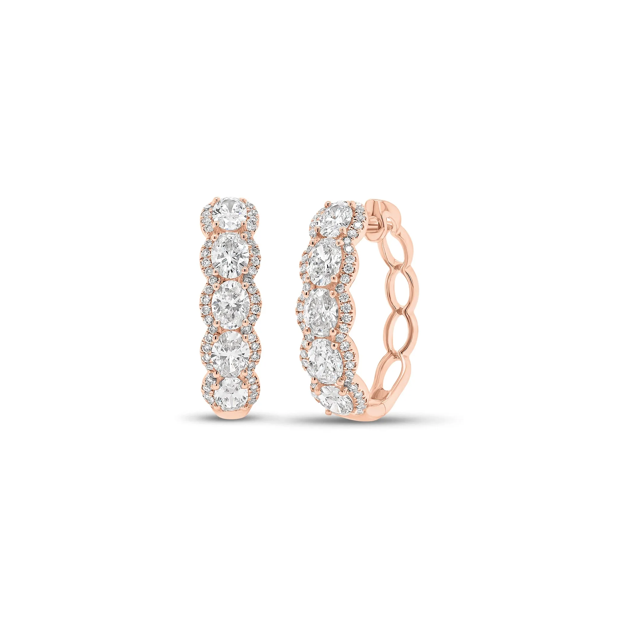 Diamond Oval Hoop Earrings