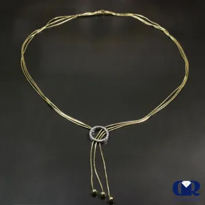 Diamond Sneak Chain Necklace In 18K Yellow Gold Adjustable Chain
