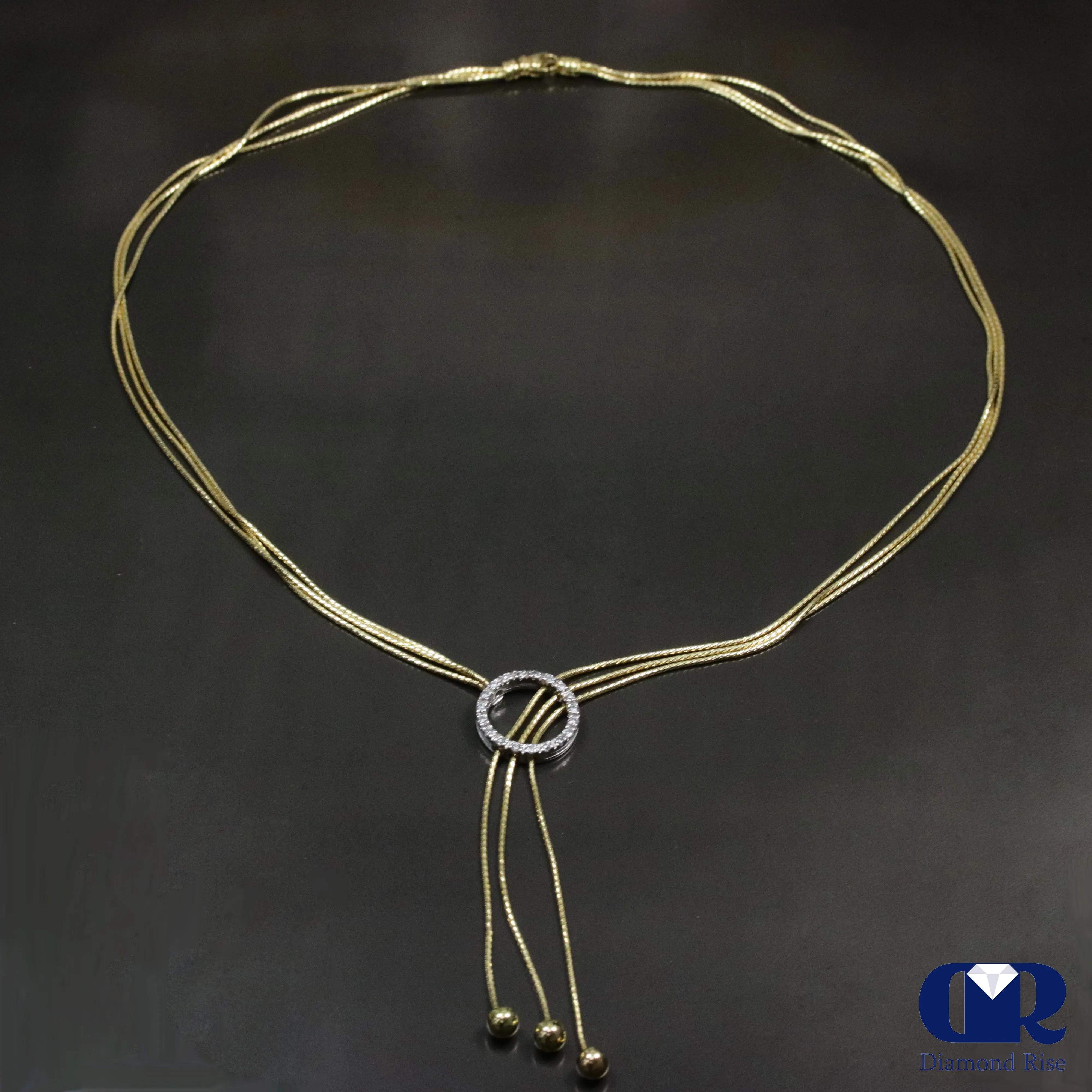 Diamond Sneak Chain Necklace In 18K Yellow Gold Adjustable Chain