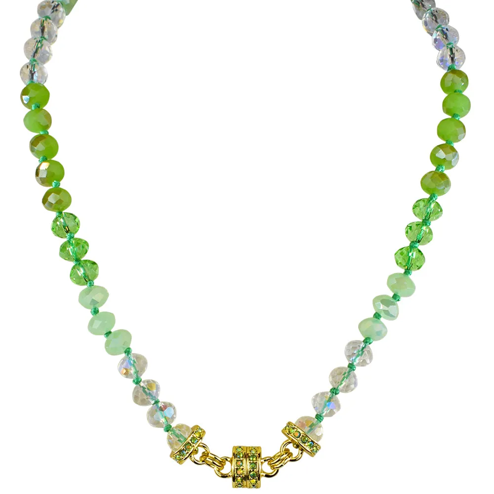 Divine Ombre 8mm Beaded Magnetic Interhchangeable Necklace (Goldtone/Green)