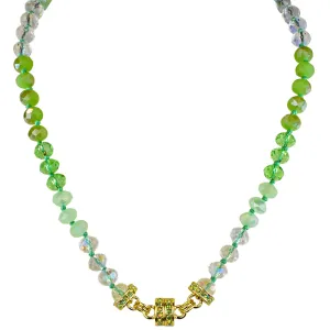 Divine Ombre 8mm Beaded Magnetic Interhchangeable Necklace (Goldtone/Green)