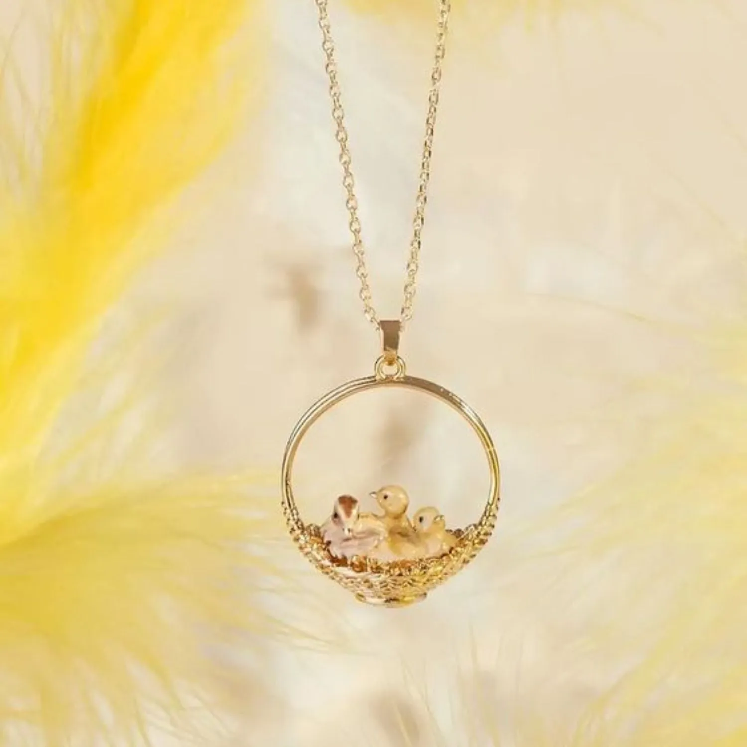 Easter Duckling Basket Pendant