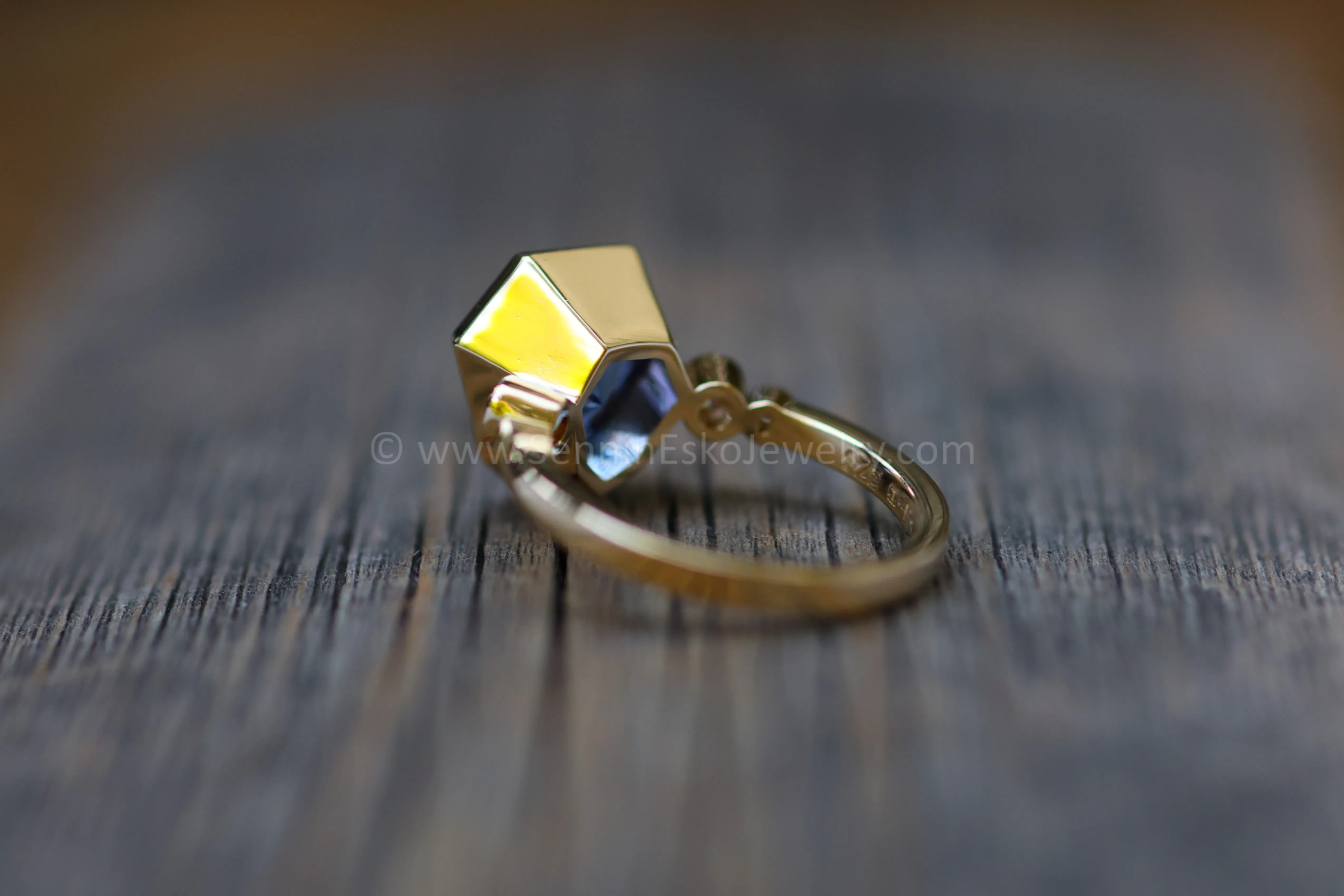 Five Stone Diamond Accented Multi Bezel Setting - Depicted with a Fantasy cut Tanzanite Arrowhead (Setting Only, Center Stone Sold Separately)