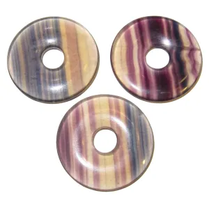 Fluorite Amulet Set of 3 Beautiful Donut Stones Meditation Charms