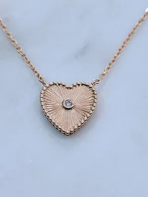 Fluted Heart CZ Necklace