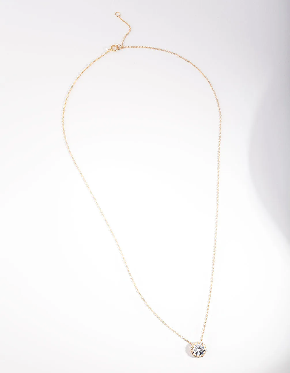 Gold Plated Sterling Silver 6mm Cubic Zirconia Halo Necklace