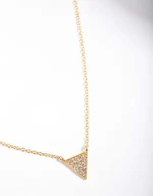 Gold Plated Sterling Silver Pave Triangle Necklace