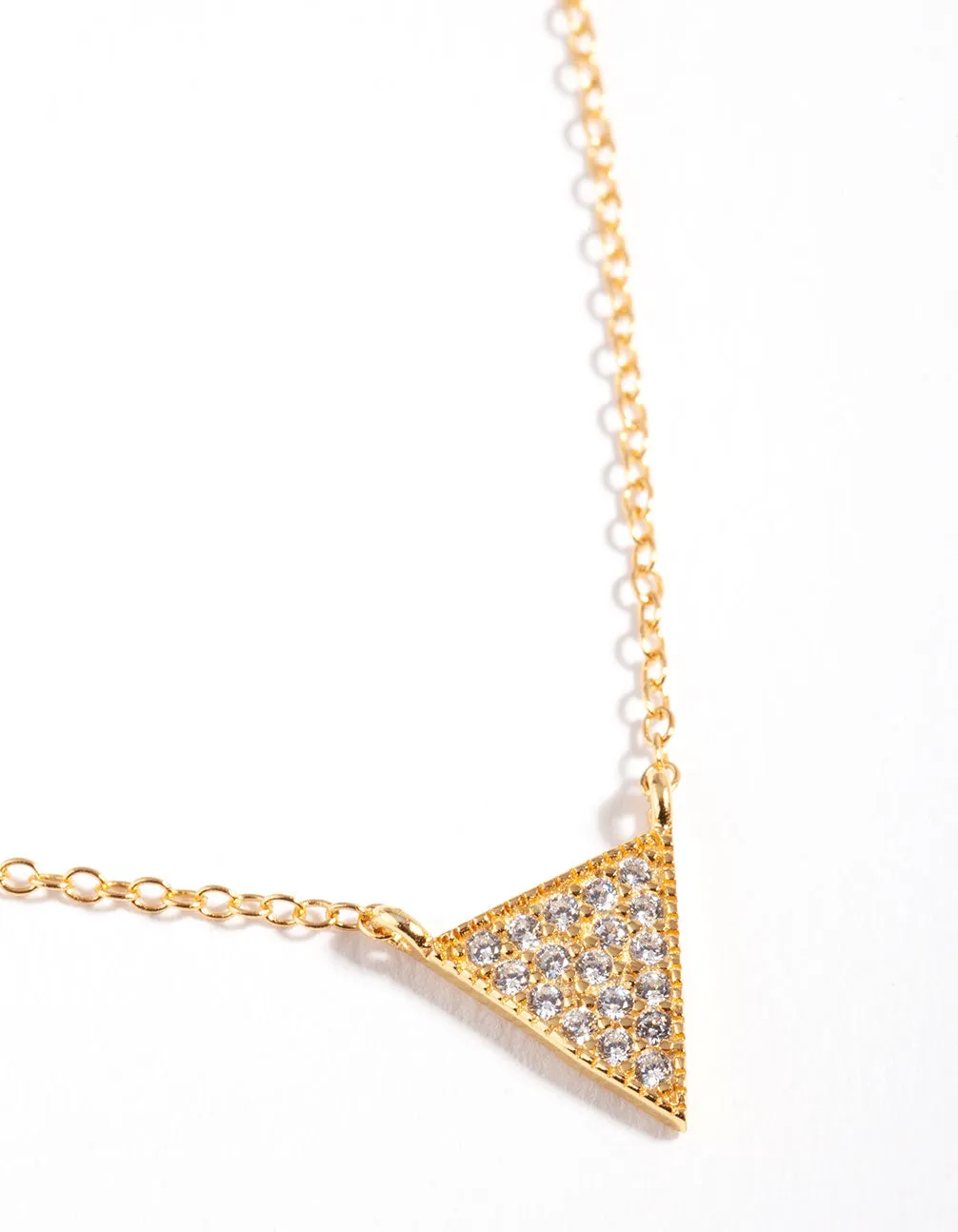 Gold Plated Sterling Silver Pave Triangle Necklace