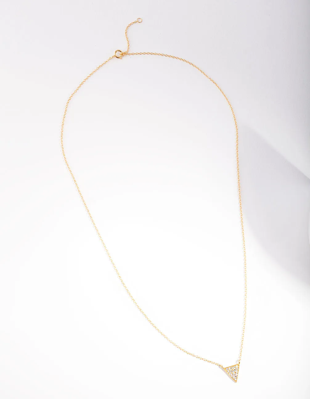 Gold Plated Sterling Silver Pave Triangle Necklace