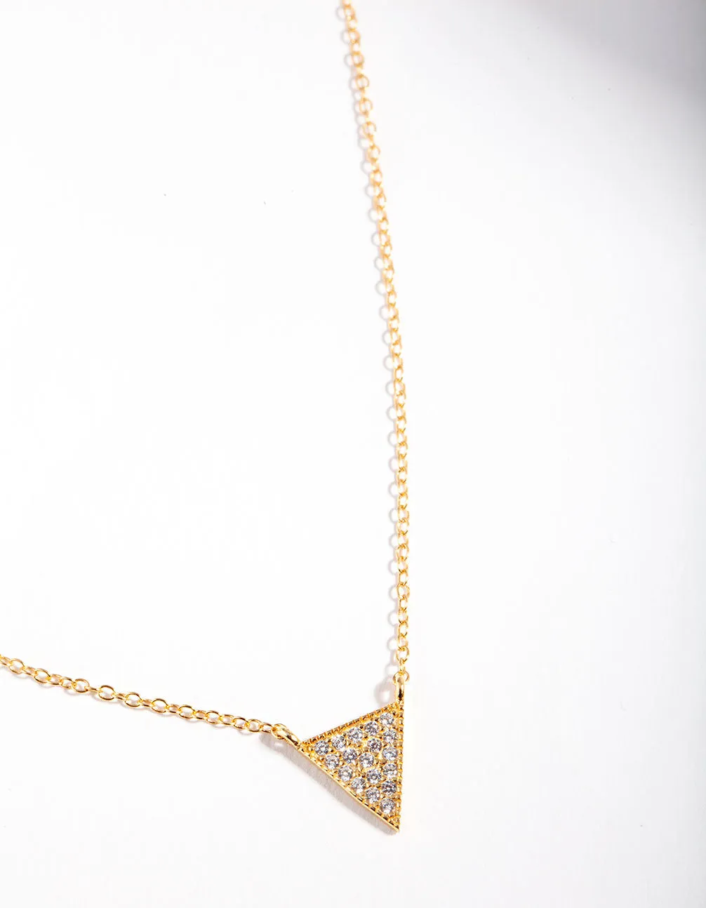 Gold Plated Sterling Silver Pave Triangle Necklace