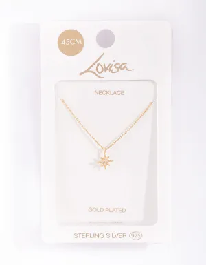 Gold Plated Sterling Silver Starburst Necklace