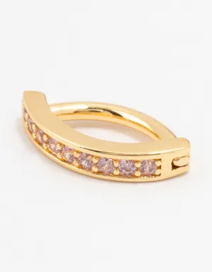 Gold Plated Surgical Steel Pink Cubic Zirconia Curved Belly Ring