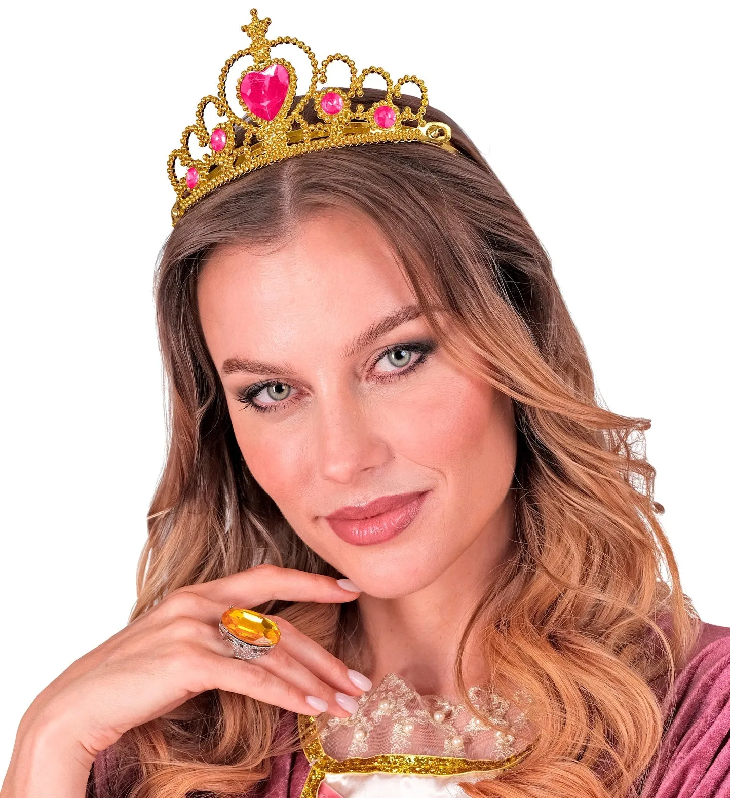 Gold Queen's Tiara with Pink Gems