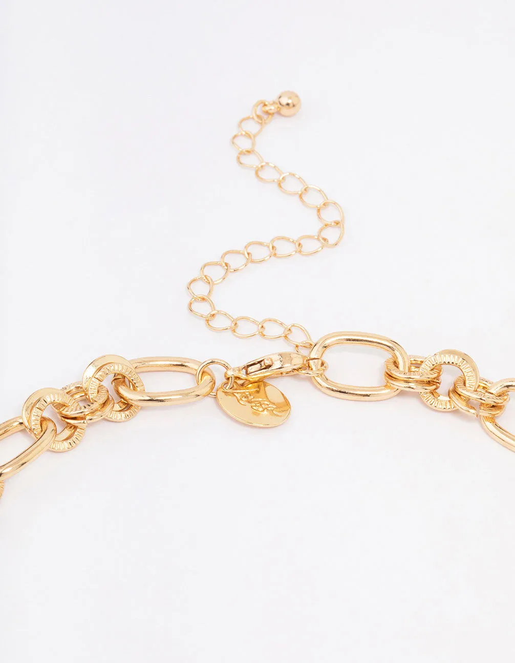 Gold Round Link Diamante T&O Necklace
